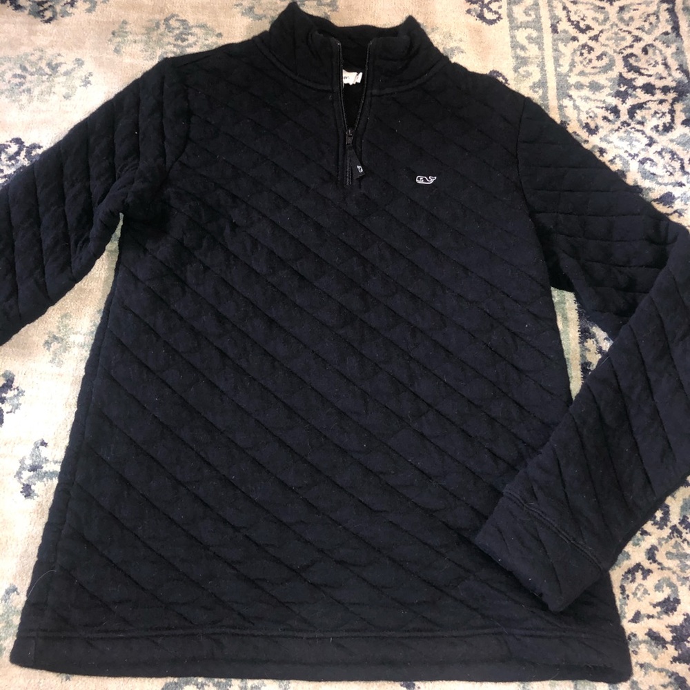 Vineyard Vines Black Quilted Pullover